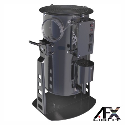 Equipamento industrial metálico cinza escuro com painel de controles e logótipo AFX LIGHT