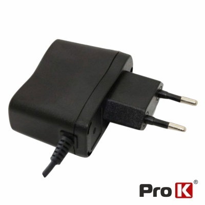 Carregador elétrico preto com ficha europeia e cabo