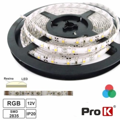 Rolo de fita LED RGB flexível com LEDs e suporte preto