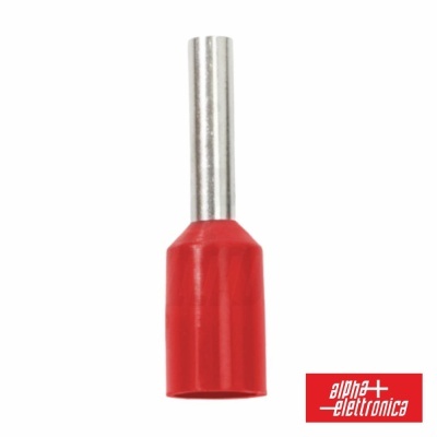 Terminal isolado tipo manguito vermelho com extremidade metálica
