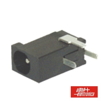 Conector de corrente DC jack preto com terminais metálicos