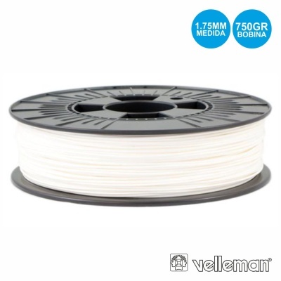 Bobina de filamento 3D branca 1,75 mm 750 gr Velleman