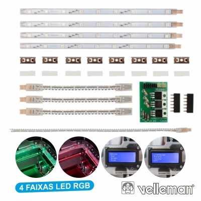 Conjunto de faixas LED RGB com acessórios e controlador Velleman