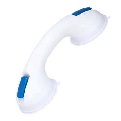 Pegador de apoio branco com ventosas azuis