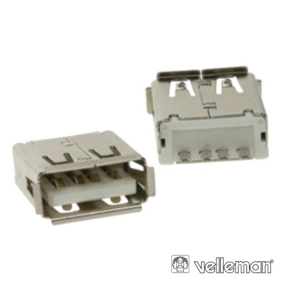 Dois conectores USB tipo A femininos metalizados com plástico branco