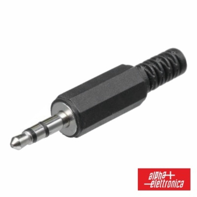 Conector jack mono de 3,5 mm preto com cabo flexível
