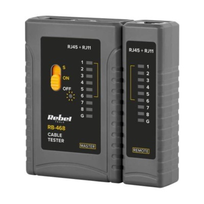 Testador de cabos Rebel RB-468 cinzento para RJ45 e RJ11