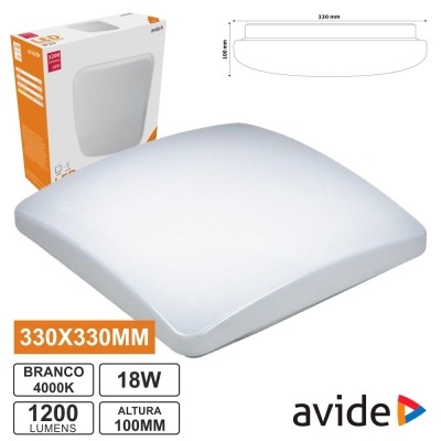 Luminária de teto quadrada branca Avide 330x330 mm com embalagem