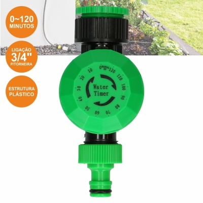 Temporizador de água verde e preto com mostrador circular