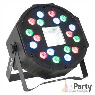 Refletor LED redondo colorido para festas com suporte ajustável