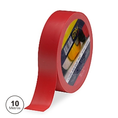 Rolo de fita isoladora vermelha em fundo branco