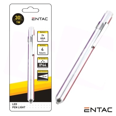 Luz de caneta LED ENTAC em embalagem e luz fora da embalagem