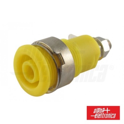 Conector elétrico amarelo com parte metálica prateada