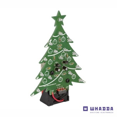 Placa eletrónica árvore de Natal verde com LEDs e base preta