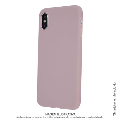 capa de smartphone rosa mate com recorte para câmara dupla