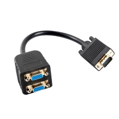 Cabo adaptador preto VGA separador com conectores macho e fêmea