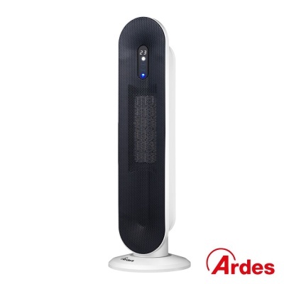 Aquecedor vertical torre branco com frente preta e visor digital