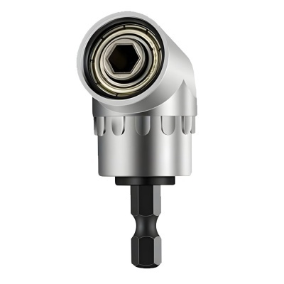 Adaptador angular metálico para parafusadeira com ponta hexagonal preta