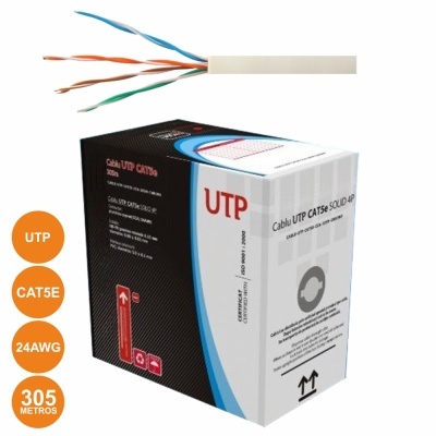 Caixa e cabo UTP CAT5E preto e branco com fios coloridos