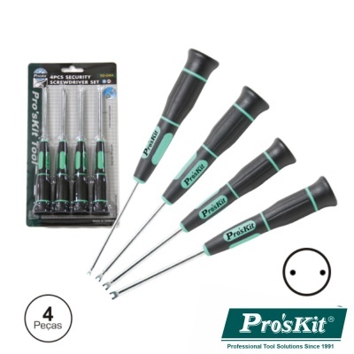 Conjunto de 4 estrelas de chaves de fendas Pro'sKit em preto e verde na embalagem