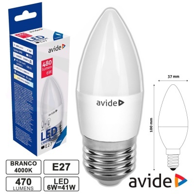 Lâmpada LED branca avide com embalagem azul e branca