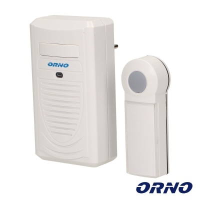 Campainha sem fios branca com botao e receptor