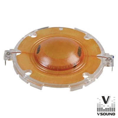 Diafragma redondo para alto-falante com membrana laranja e base transparente