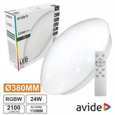 Candeeiro de teto LED branco redondo com controlo remoto e embalagem da marca Avide
