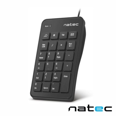 Teclado numérico Natec preto com teclas e cabo