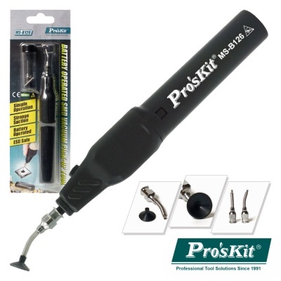 Ferramenta de sucção eletrónica preta da marca Pro'sKit com acessórios e embalagem