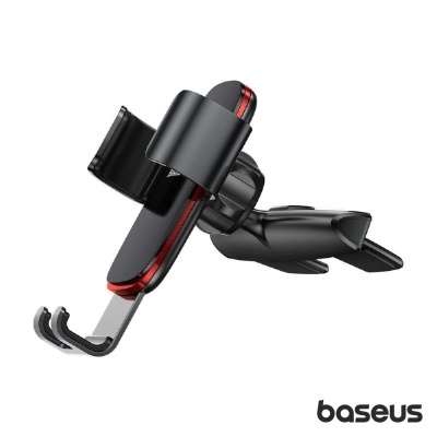Suporte telemóvel automóvel Baseus preto e vermelho com clip de ventilação