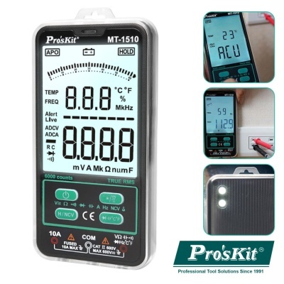 Multímetro digital Pro'sKit MT-1510 com display e botões visíveis