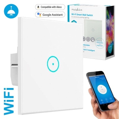 Interruptor inteligente de parede Wi-Fi Nedis com controle por smartphone