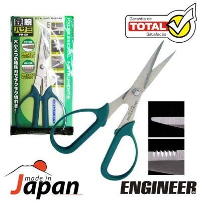 Tesoura de precisão verde e preta em aço inoxidável com embalagem e selo de garantia