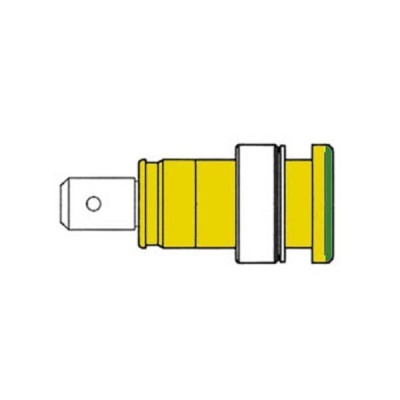 Conector elétrico amarelo e branco com ponta verde