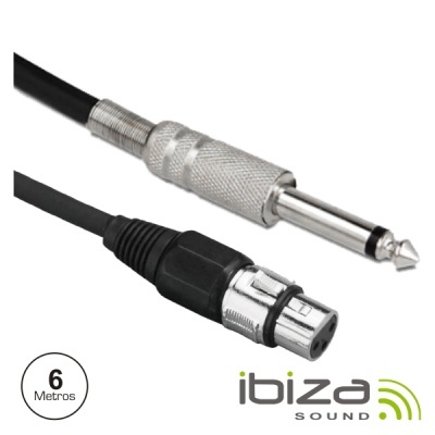 Cabo de áudio XLR para Jack 6,35 mm ibiza SOUND