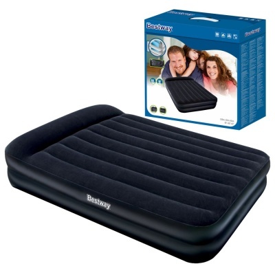 Colchão insuflável Bestway preto com superfície alcatifada e embalagem azul