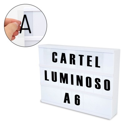 Cartel luminoso branco com letras pretas intercambiáveis A6