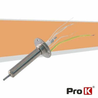 Sensor cilíndrico metálico com fios expostos e flange circular