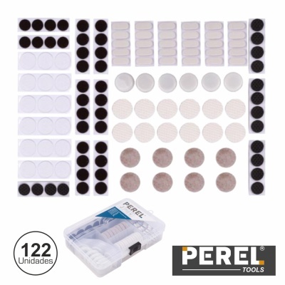 Conjunto de almofadas autocolantes e protetores para móveis coloridos com caixa plástica