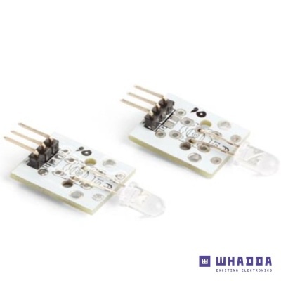 Dois sensores eletrónicos com LED e circuito impresso branco