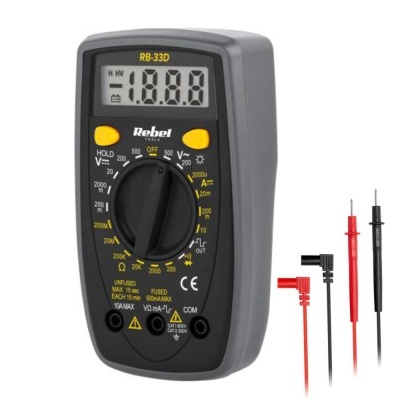 Multímetro digital Rebel com cabos de teste vermelho e preto
