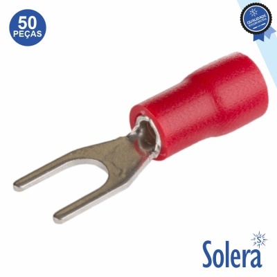 Conector elétrico tipo garfo vermelho com ponta metálica Solera