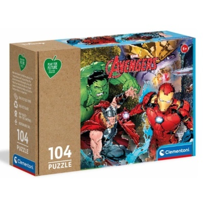 Caixa de puzzle dos Vingadores, 104 peças, marca Clementoni.