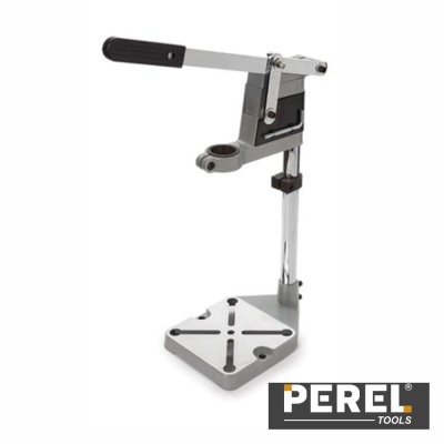 Suporte para furar metálico cinzento com pega preta