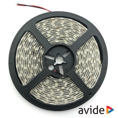 Rolo de fita LED 5050 em suporte plástico preto com fios e logo Avide