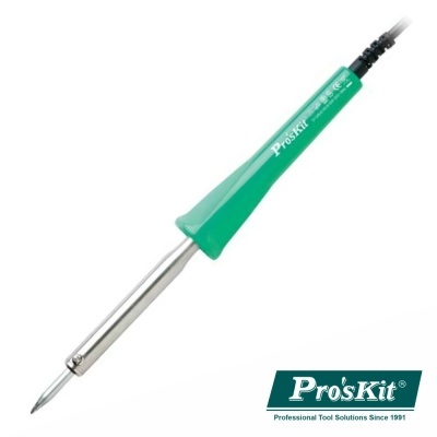Ferro de soldar Pro'sKit com cabo verde e parte metálica prateada