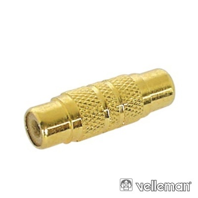 Conector fêmea RCA dourado com textura e fundo branco