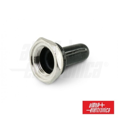 Peça metálica com rosca e tampão de borracha preta