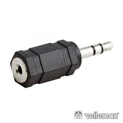 Adaptador de áudio preto Velleman com ficha de 3,5 mm
